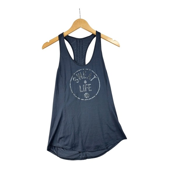 Lululemon "Sweat Life" Runched Racer Back Tank sz‎ Medium Black - Picture 1 of 6